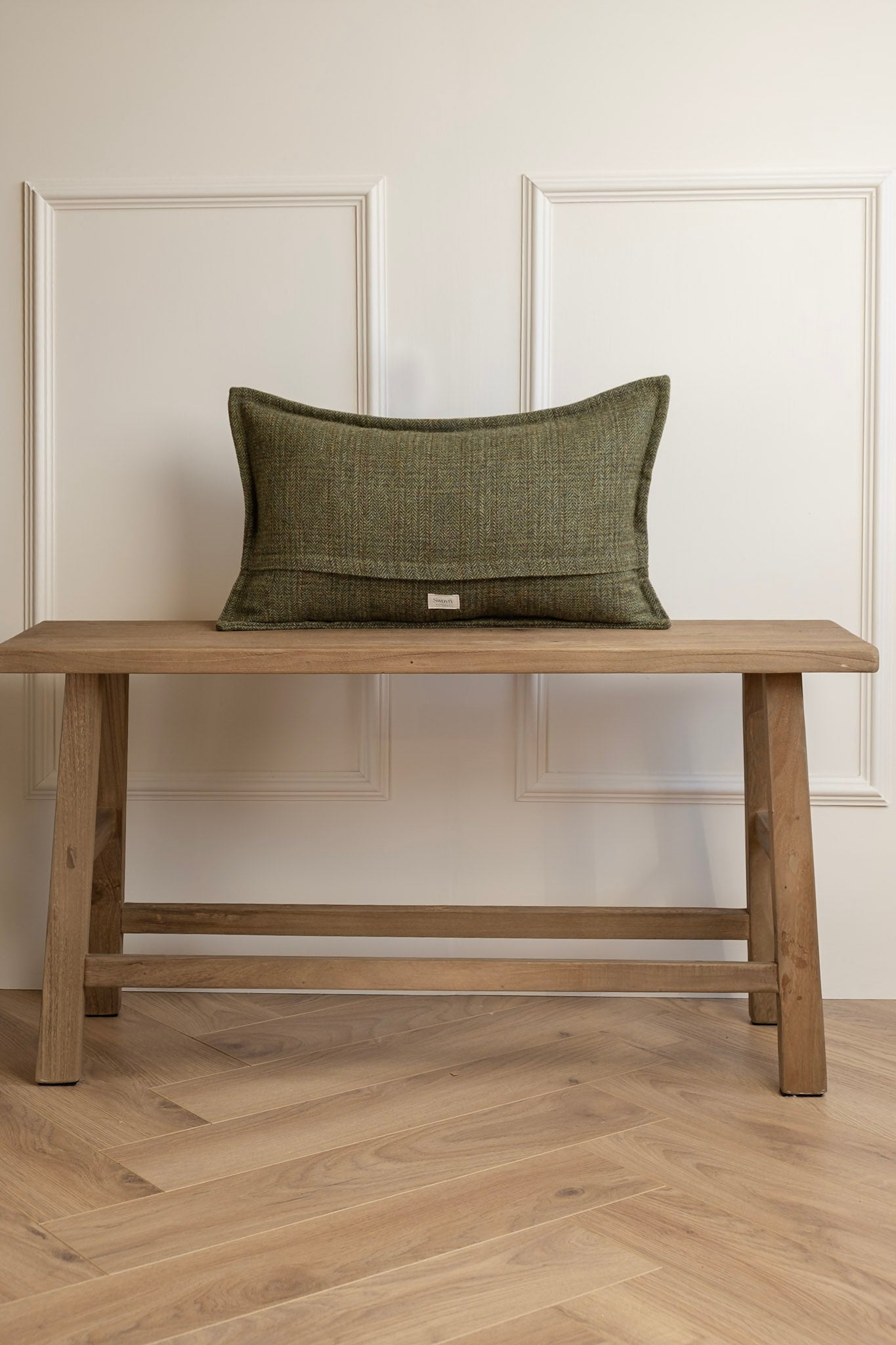 Evergreen Tweed Lumbar Cushion - Stitched Boarder