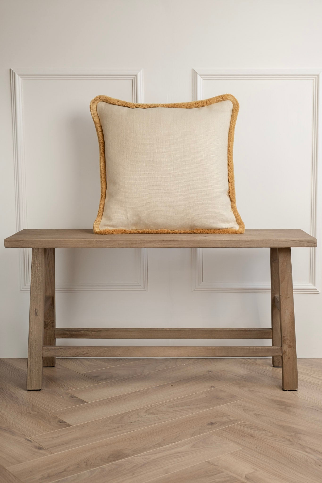 Buttercream Linen Cushion - Biscuit Fringe