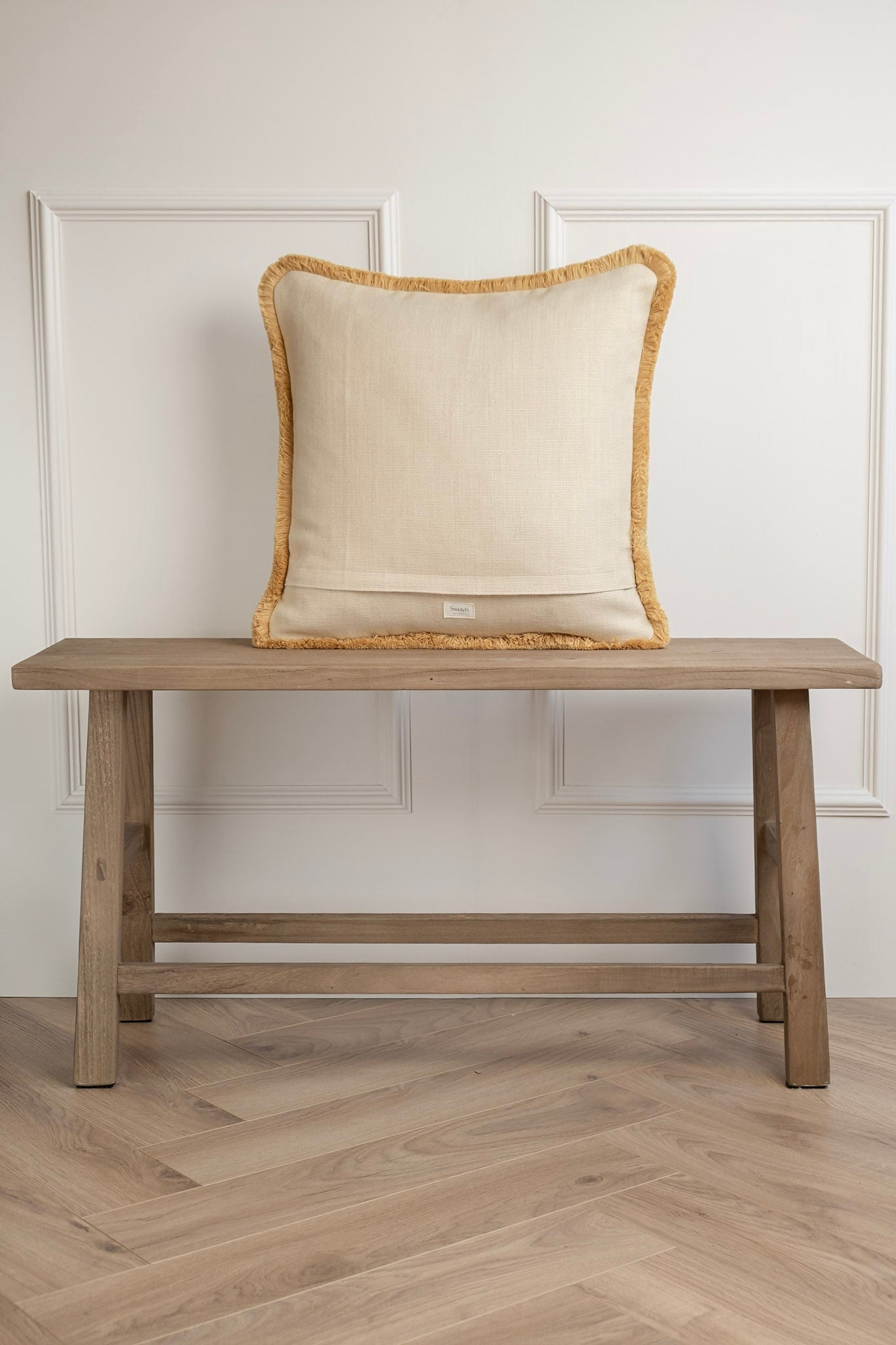 Buttercream Linen Cushion - Biscuit Fringe