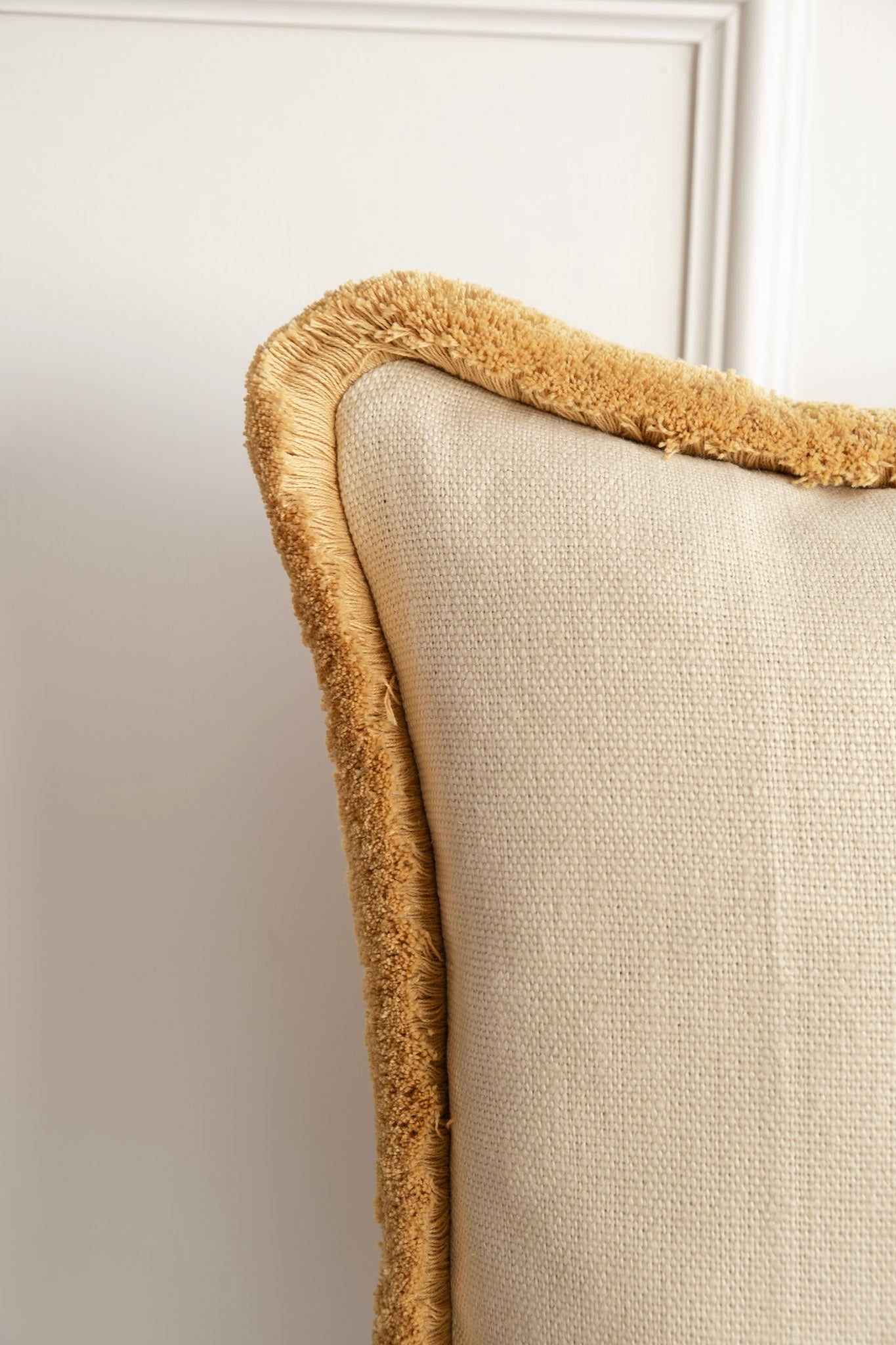 Buttercream Linen Cushion - Biscuit Fringe