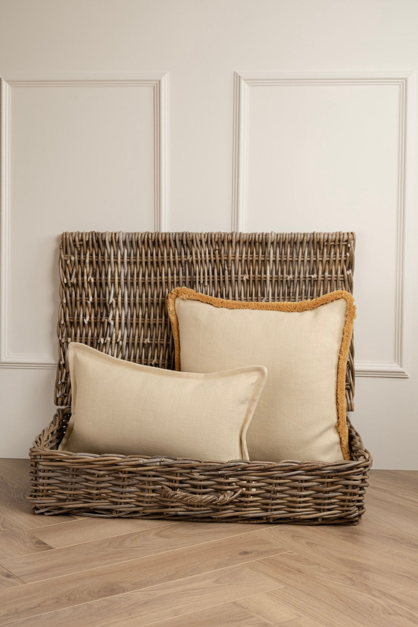 Buttercream Linen Cushion - Biscuit Fringe