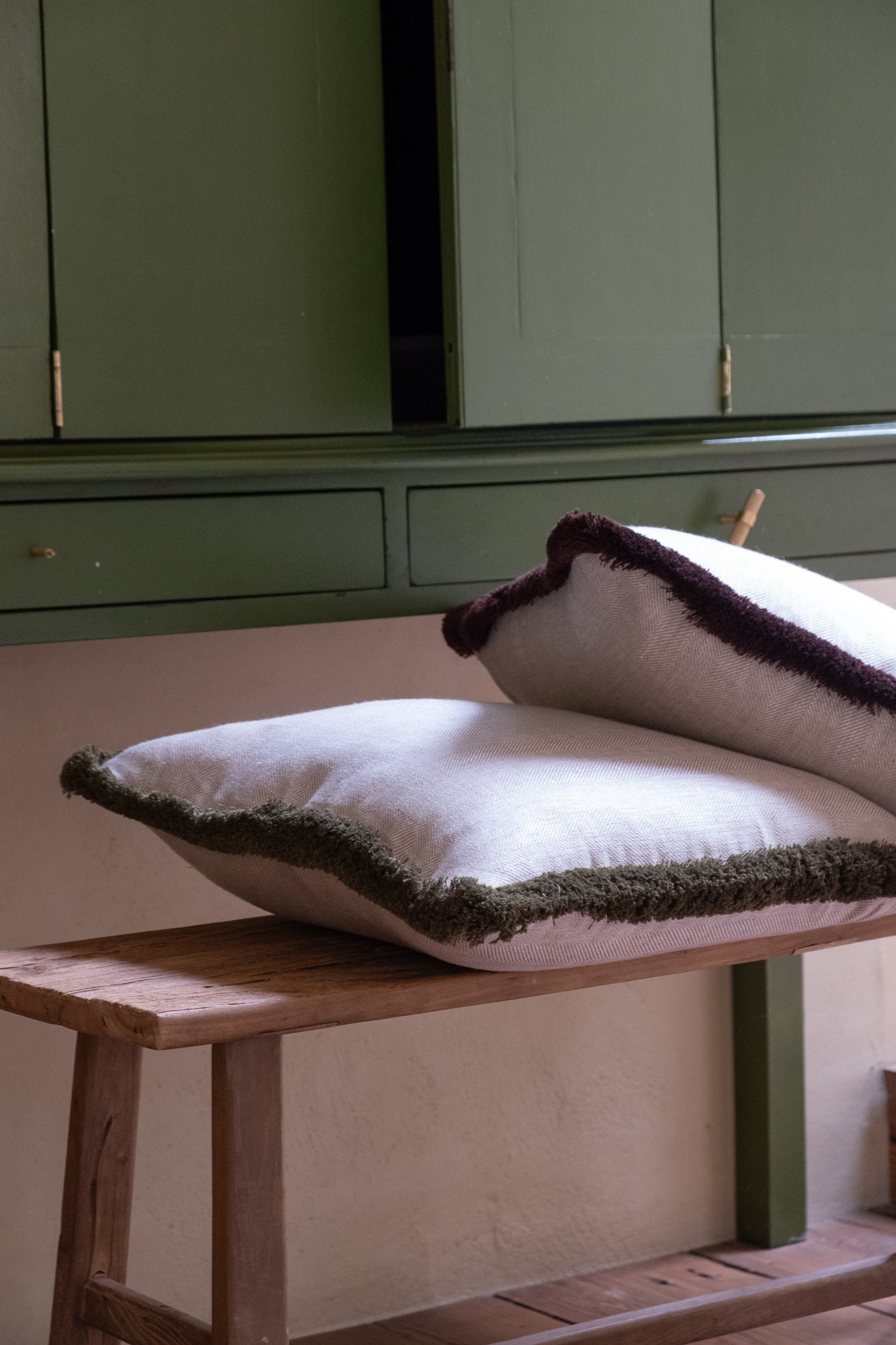 Herringbone Linen Cushion - Chocolate Brown