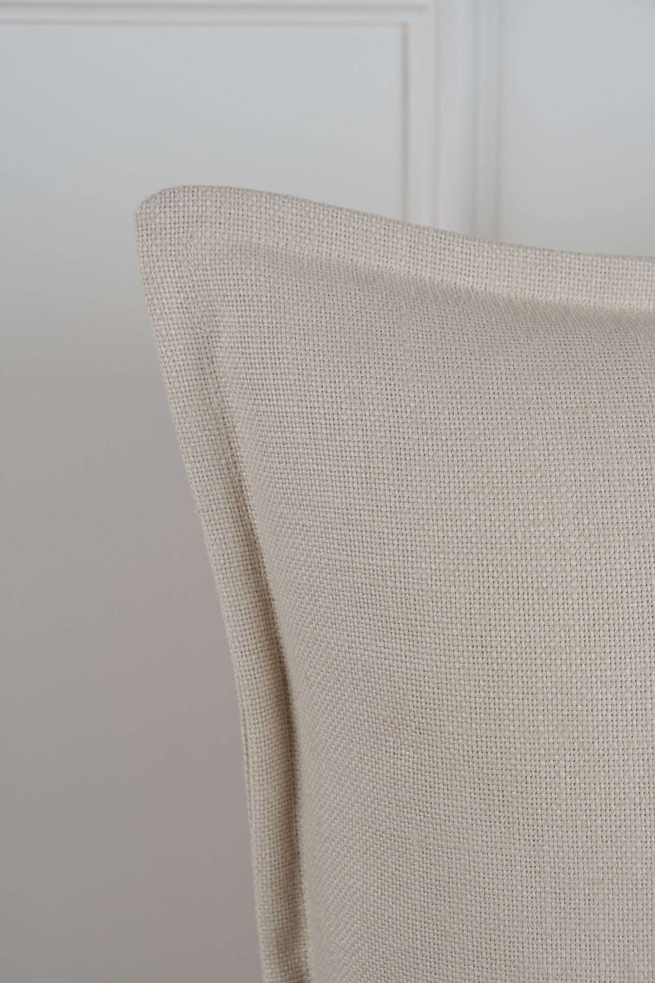 Oat Milk Linen Cushion - Stitched Boarder