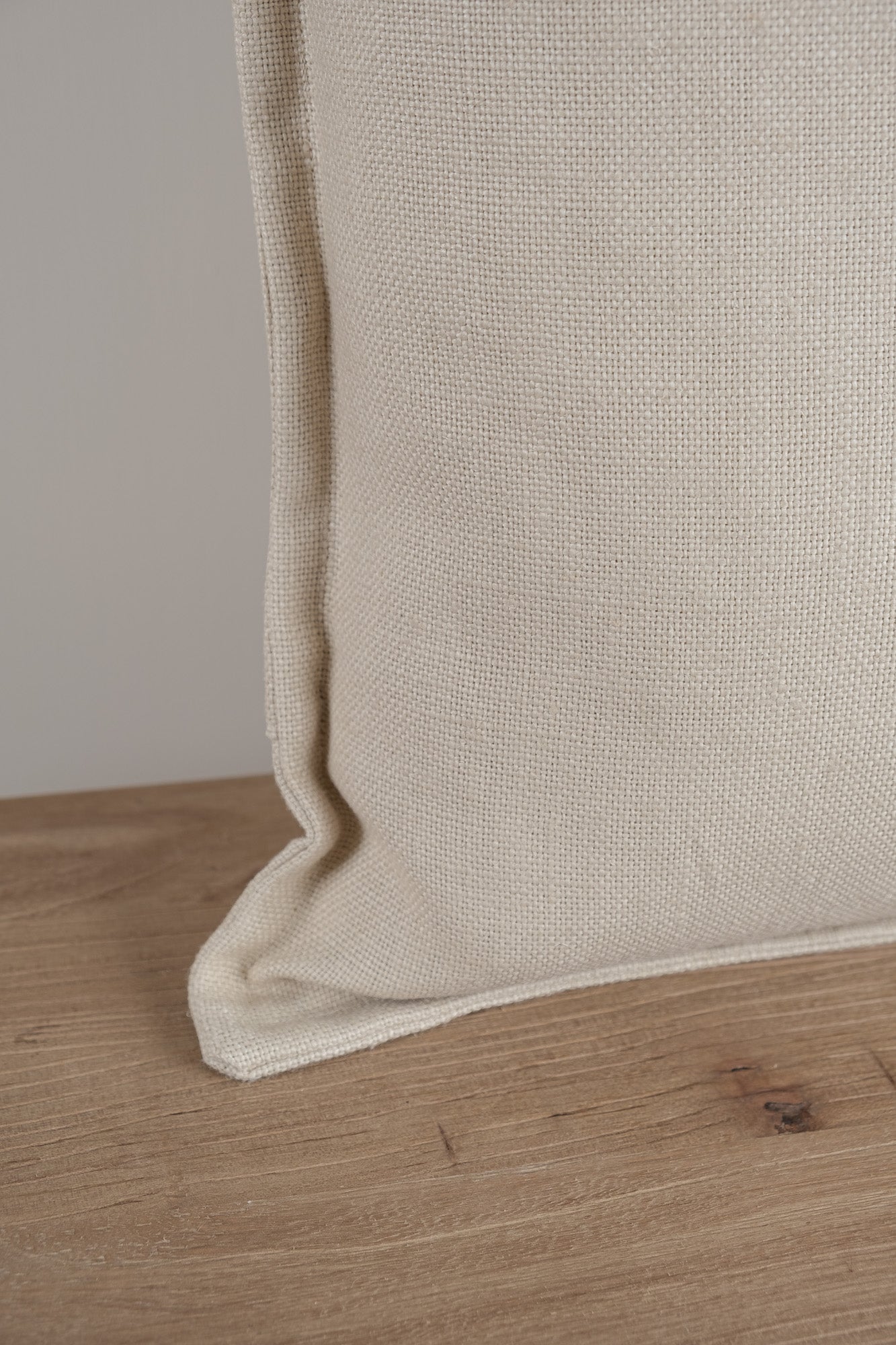 Oat Milk Linen Cushion - Stitched Boarder