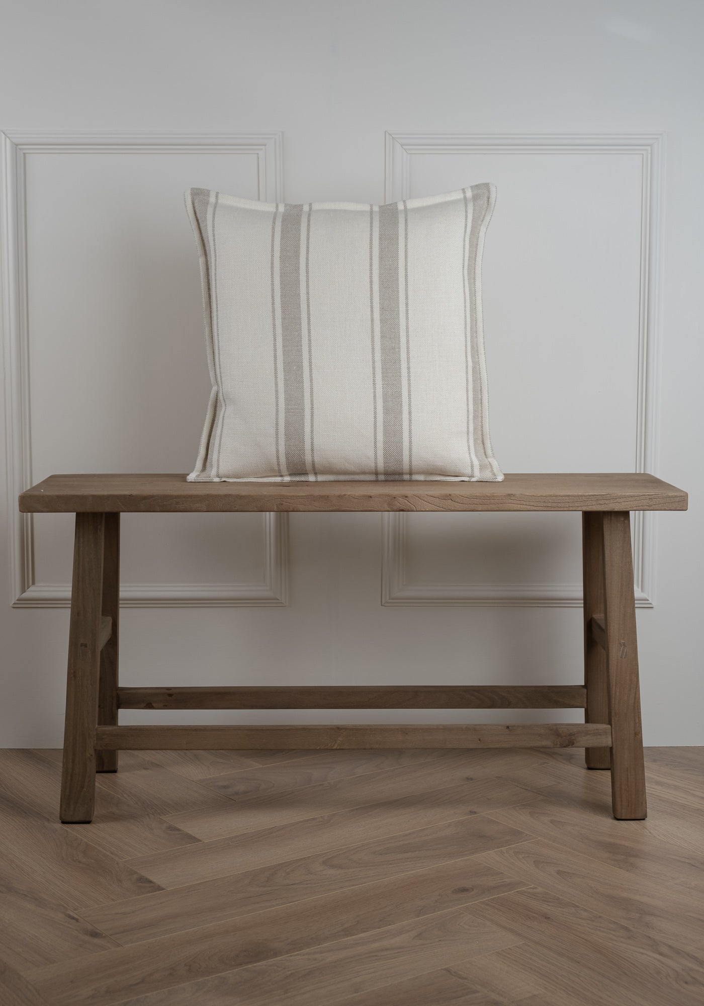 Shadowed Linen Stripe Cushion - Stitched Boarder