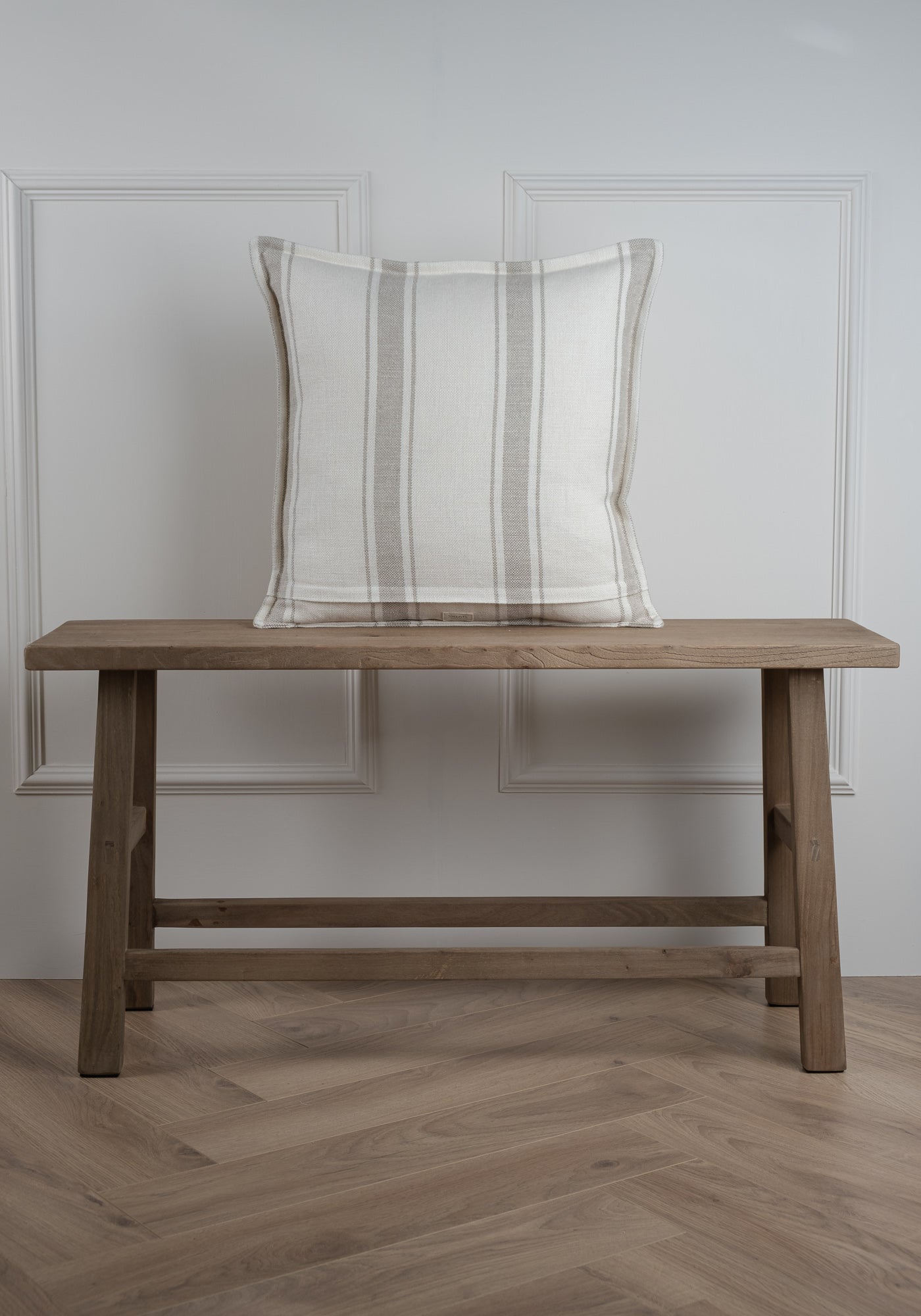 Shadowed Linen Stripe Cushion - Stitched Boarder