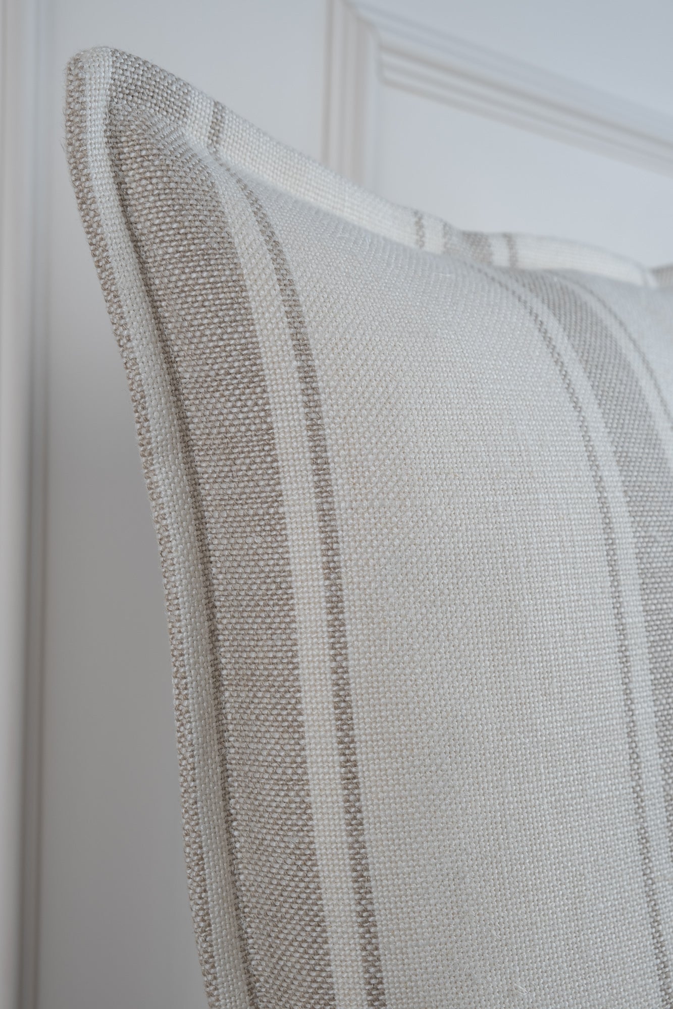 Shadowed Linen Stripe Cushion - Stitched Boarder