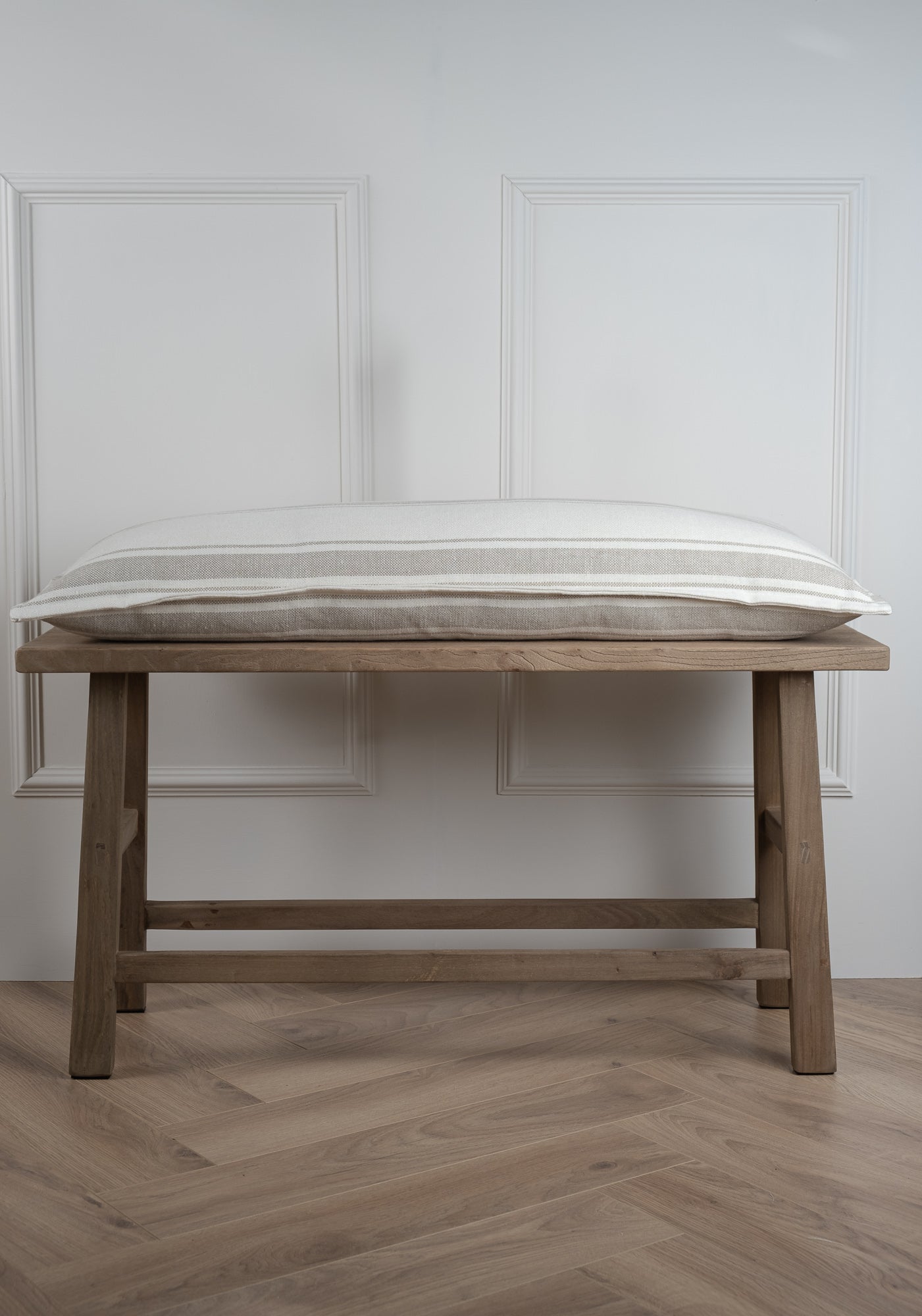 Shadowed Linen Stripe Lumbar Cushion - Stitched Boarder
