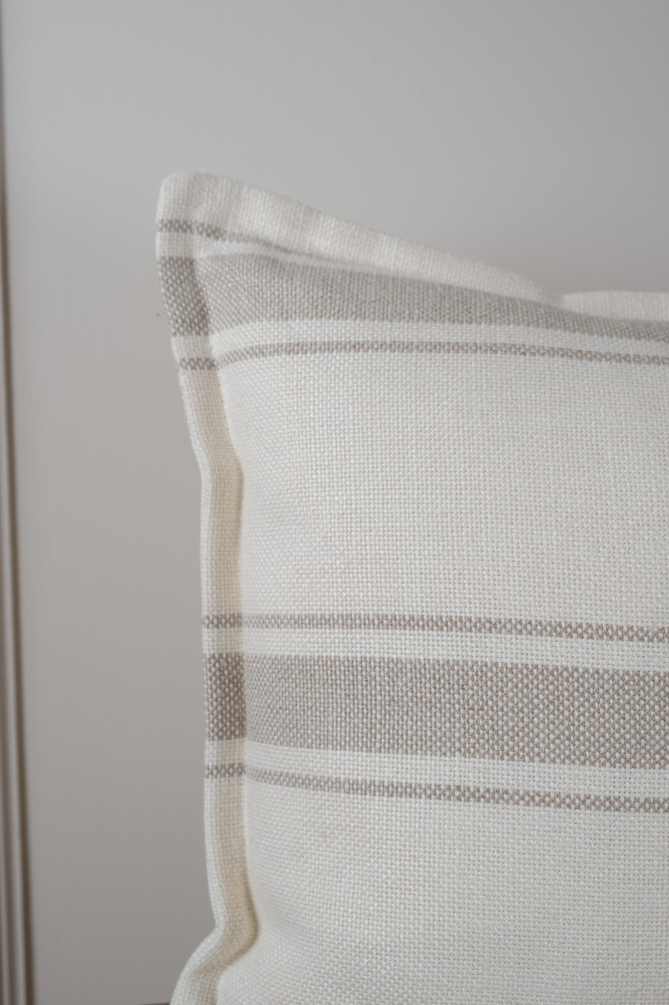 Shadowed Linen Stripe Lumbar Cushion - Stitched Boarder