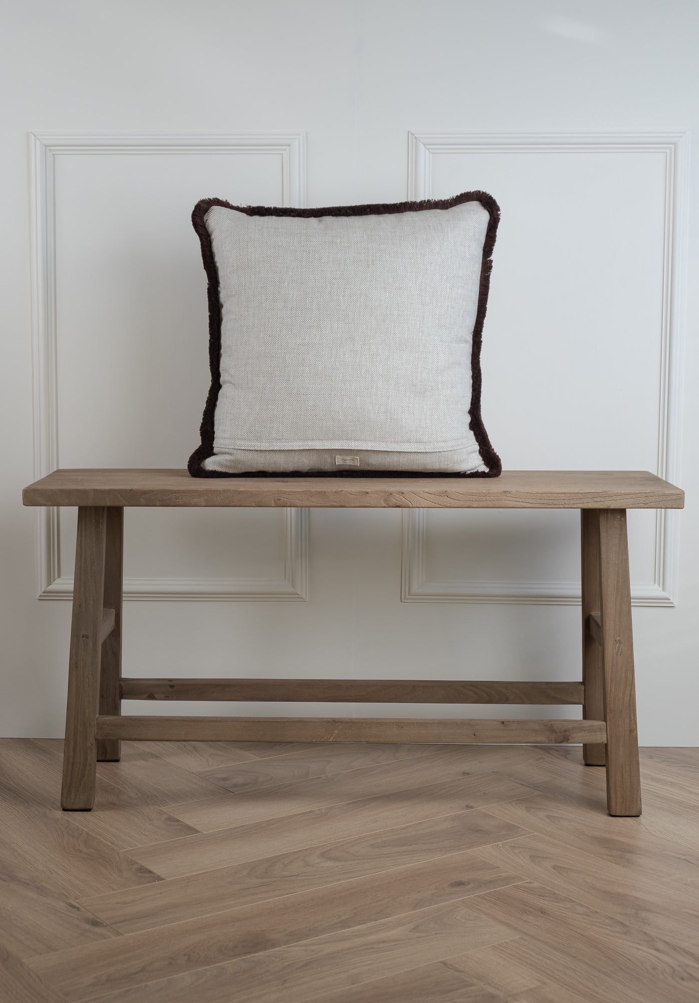 Herringbone Linen Cushion - Chocolate Brown