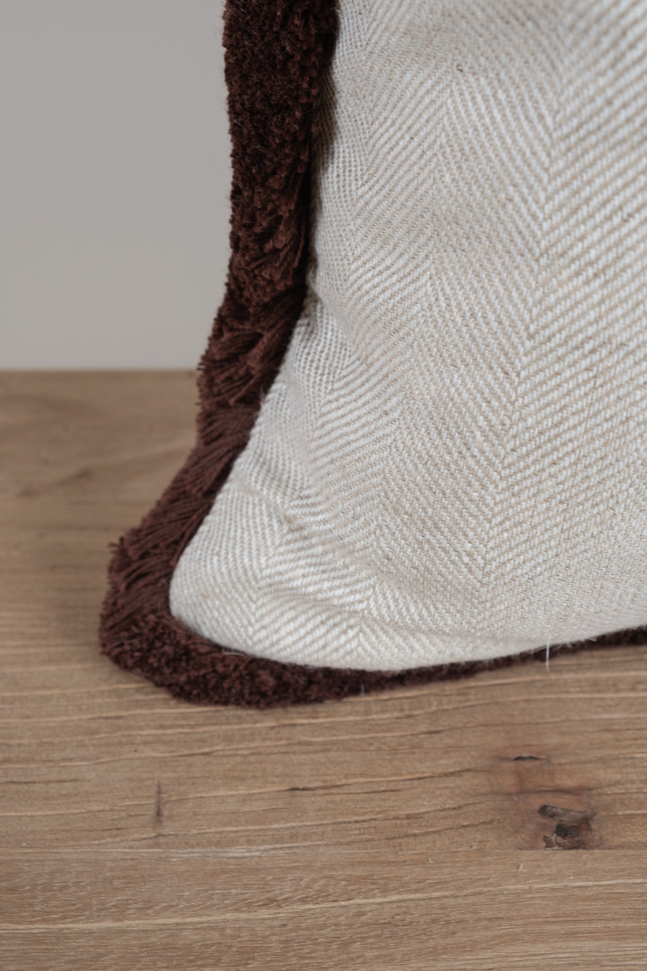 Herringbone Linen Cushion - Chocolate Brown