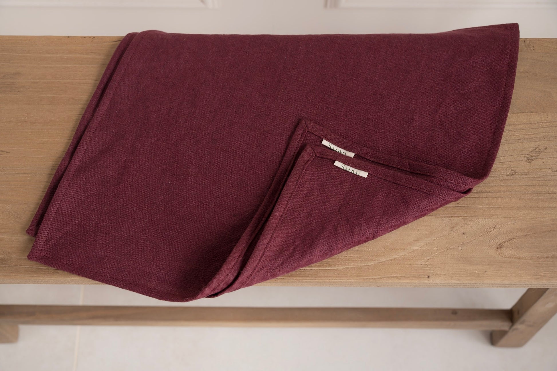 Burgundy coloured napkins tablewear. Made in Ireland. Woven in Ireland