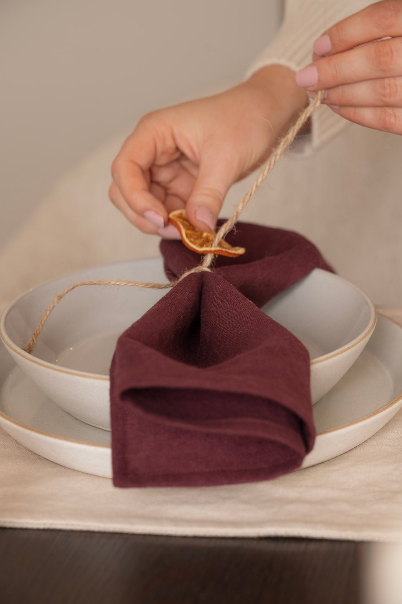Burgundy napkins. Made in Ireland. Woven in Ireland