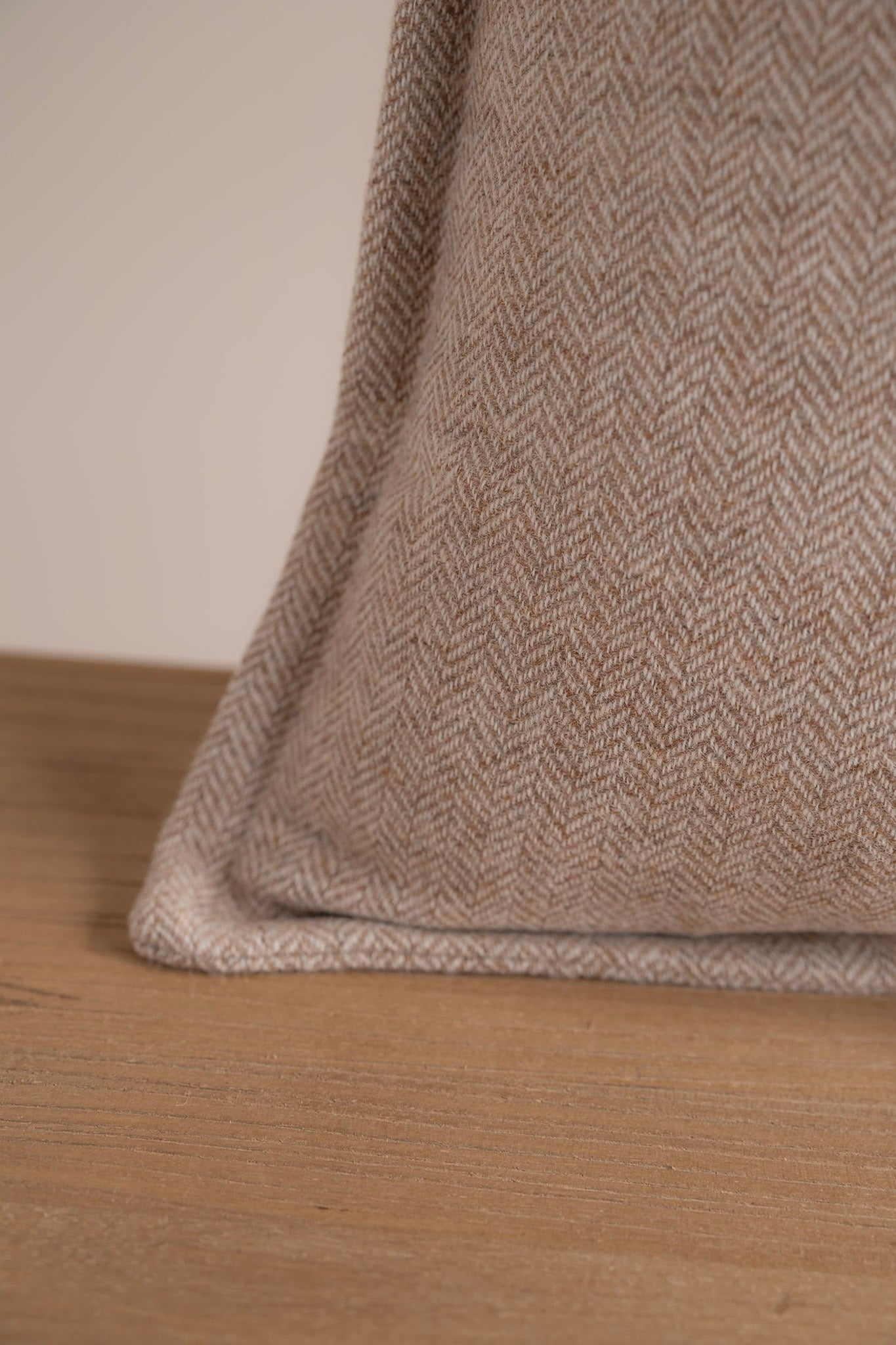 Herringbone Tweed Nude Cushion - Stitched Boarder