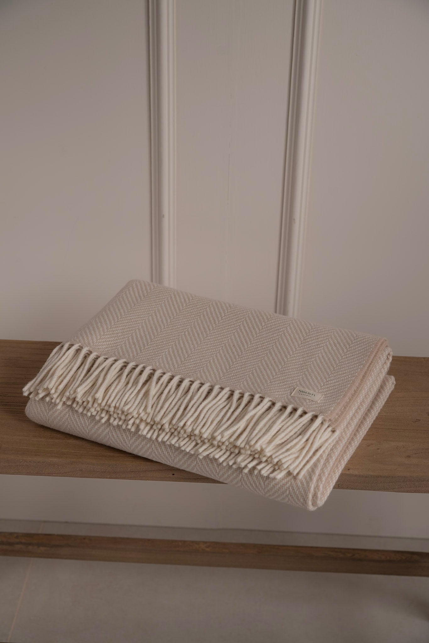 Herringbone Tweed Throw - Warm Ivory