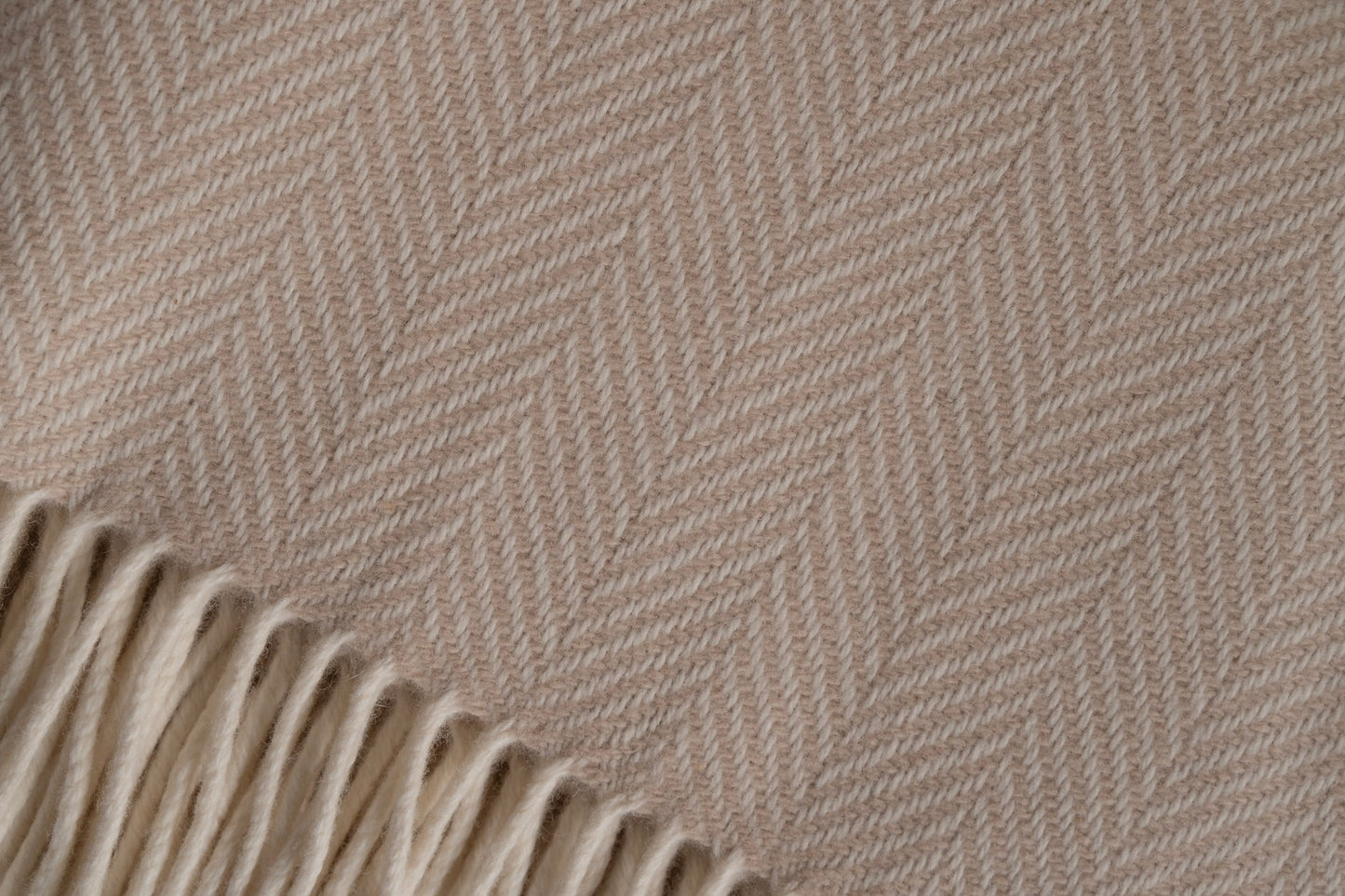 Herringbone Tweed Throw - Warm Ivory