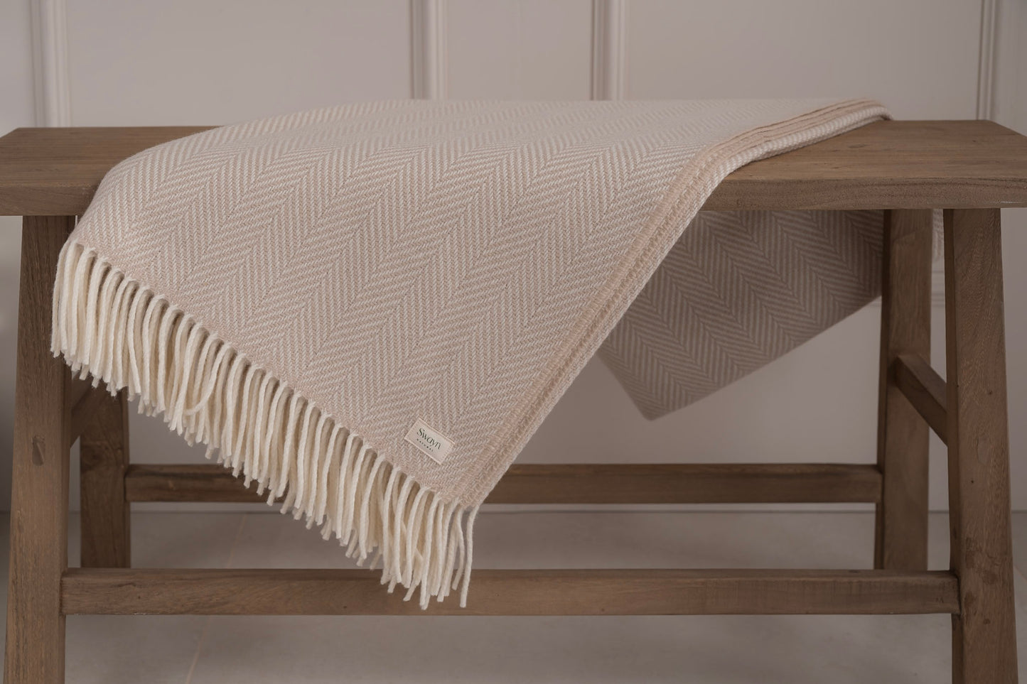 Herringbone Tweed Throw - Warm Ivory