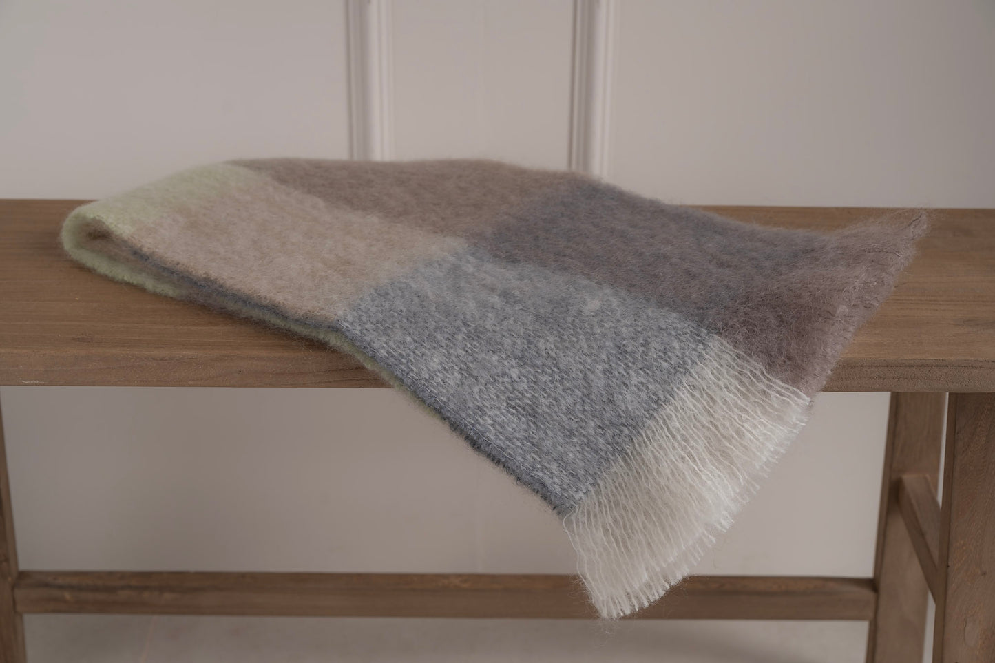 Mohair Scarf - Mink and Green