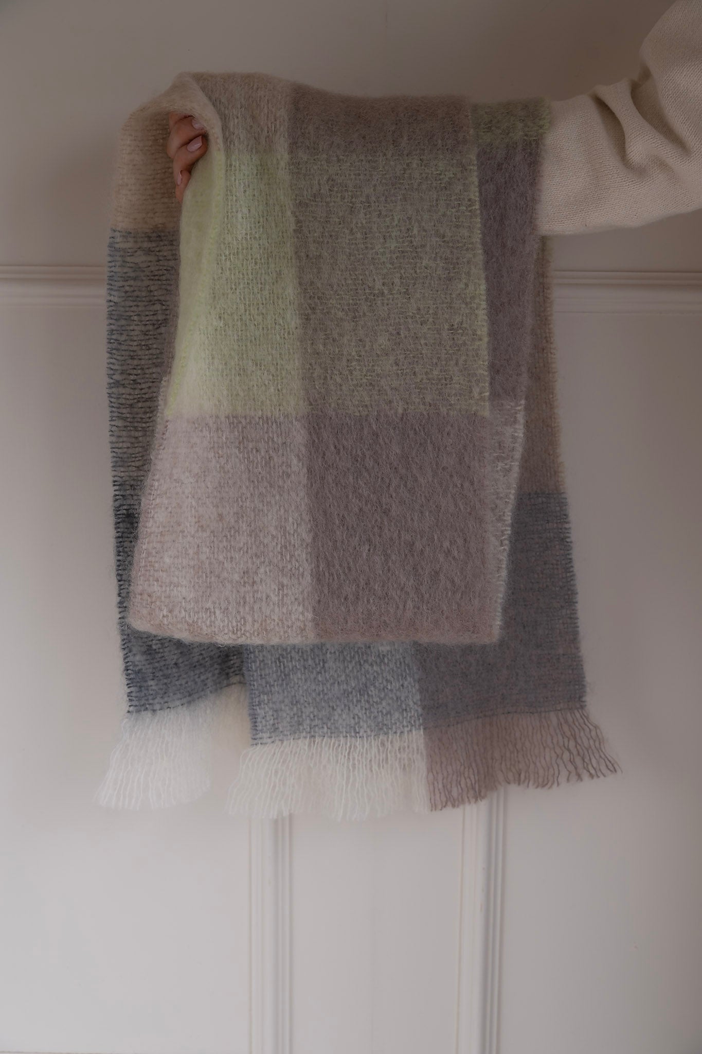 Mohair Scarf - Mink and Green