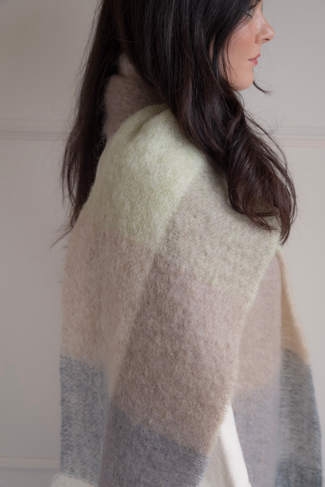 Mohair Scarf - Mink and Green