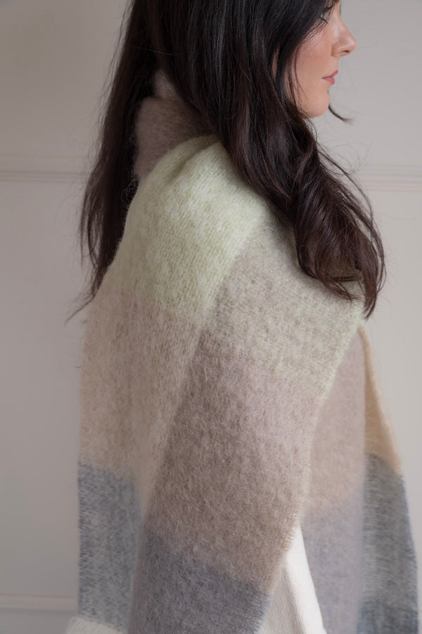 Mohair Scarf - Mink and Green