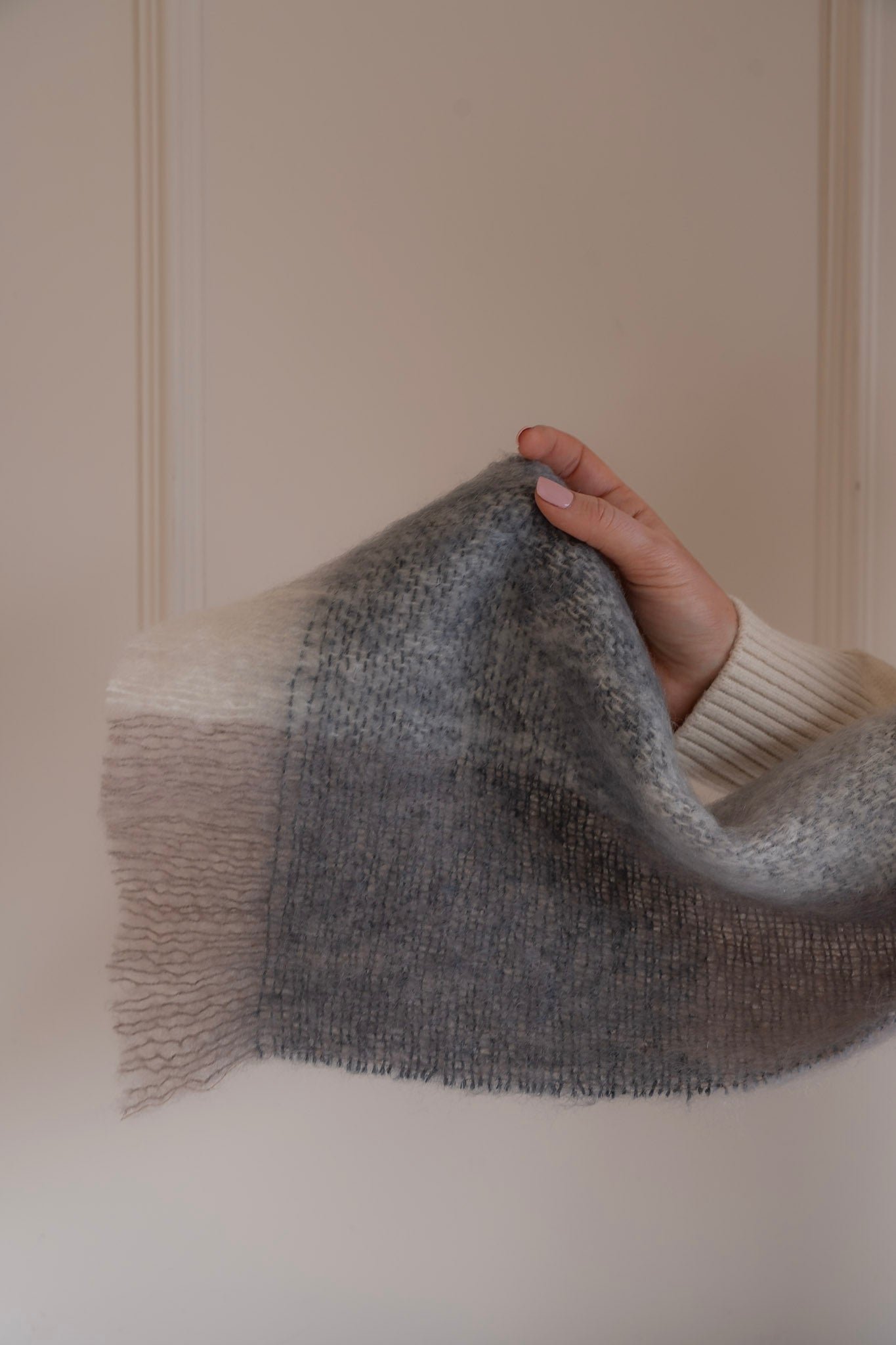 Mohair Scarf - Mink and Green