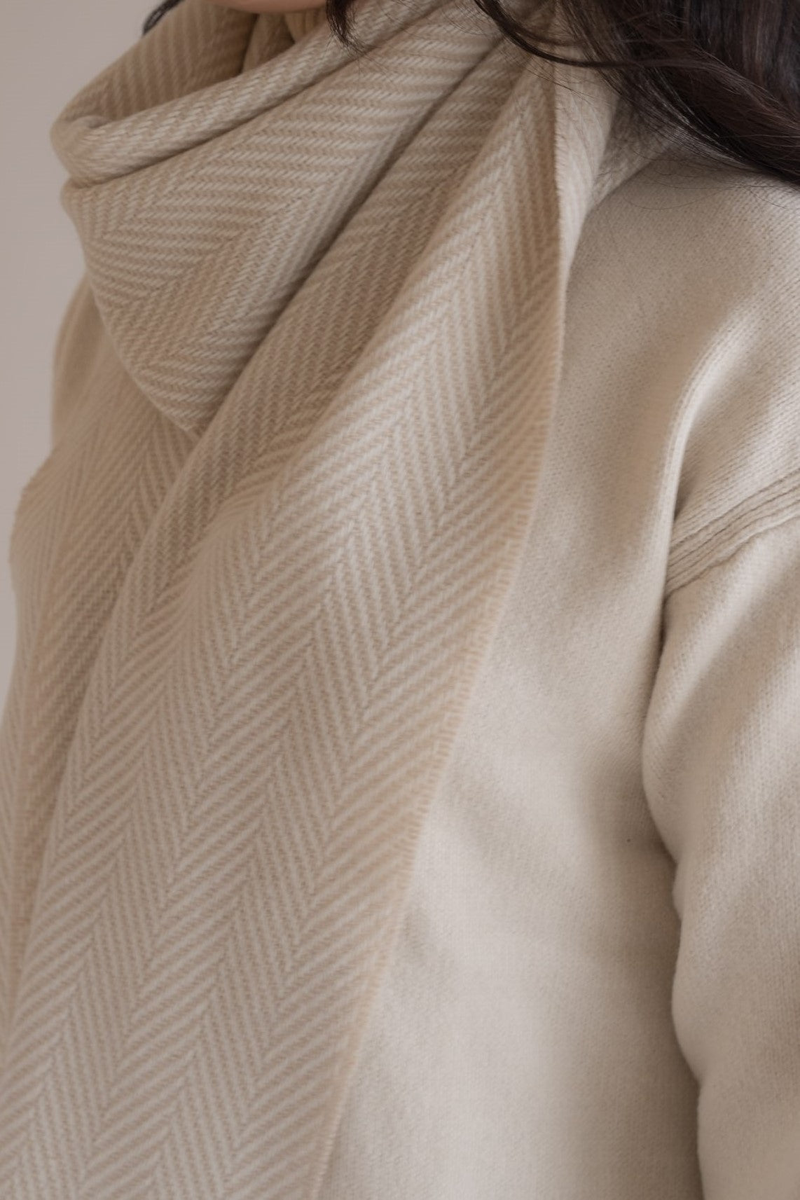 Herringbone Scarf - Warm Ivory
