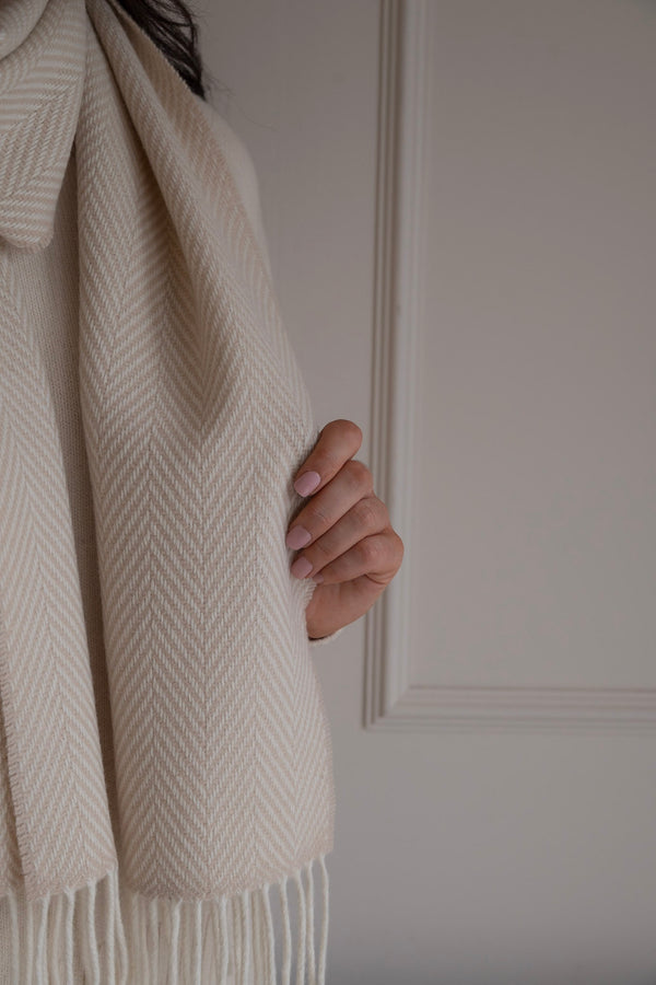 Herringbone Scarf - Warm Ivory