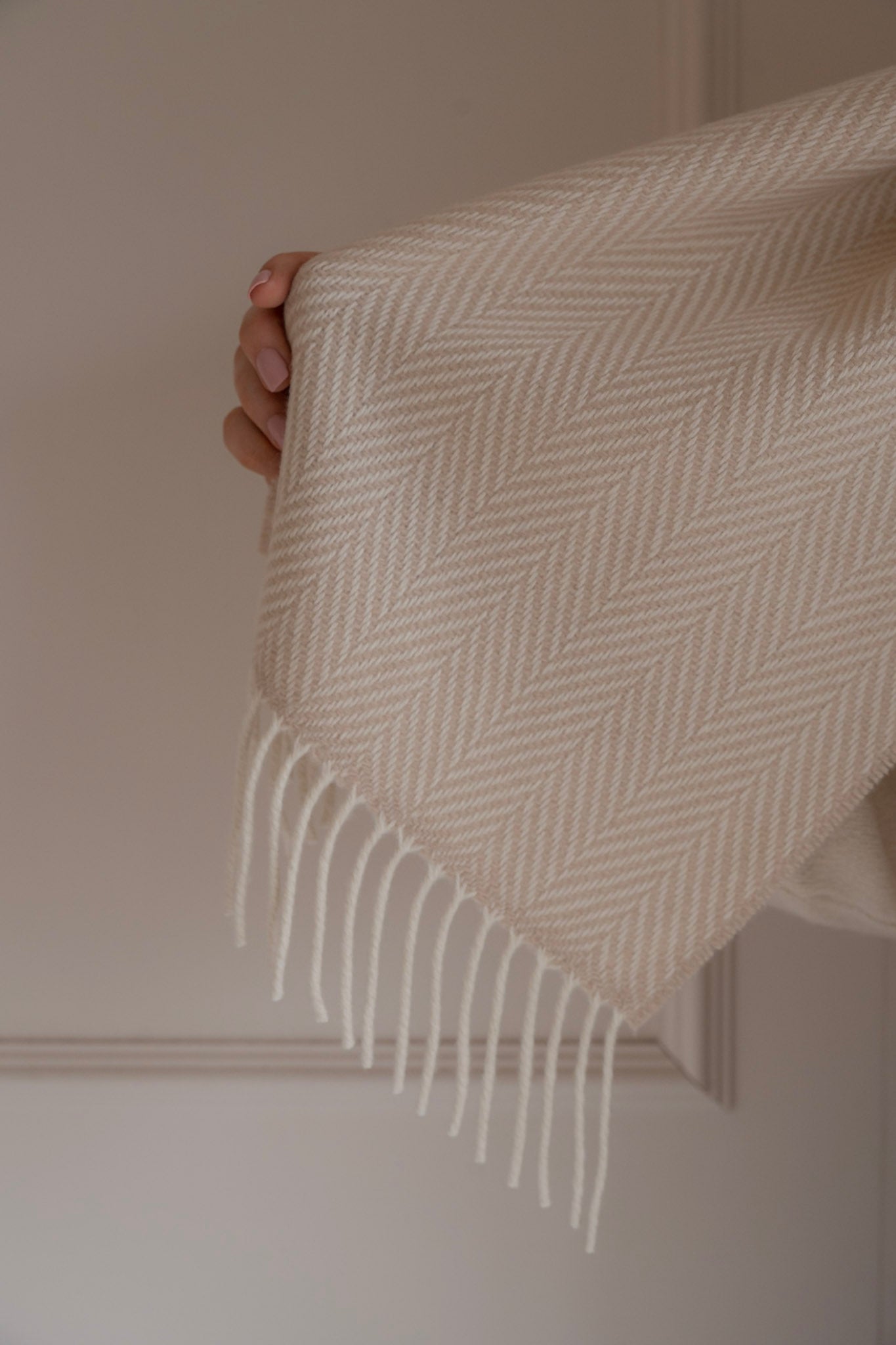 Herringbone Scarf - Warm Ivory