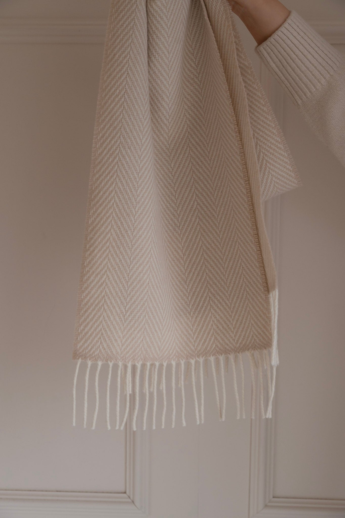 Herringbone Scarf - Warm Ivory
