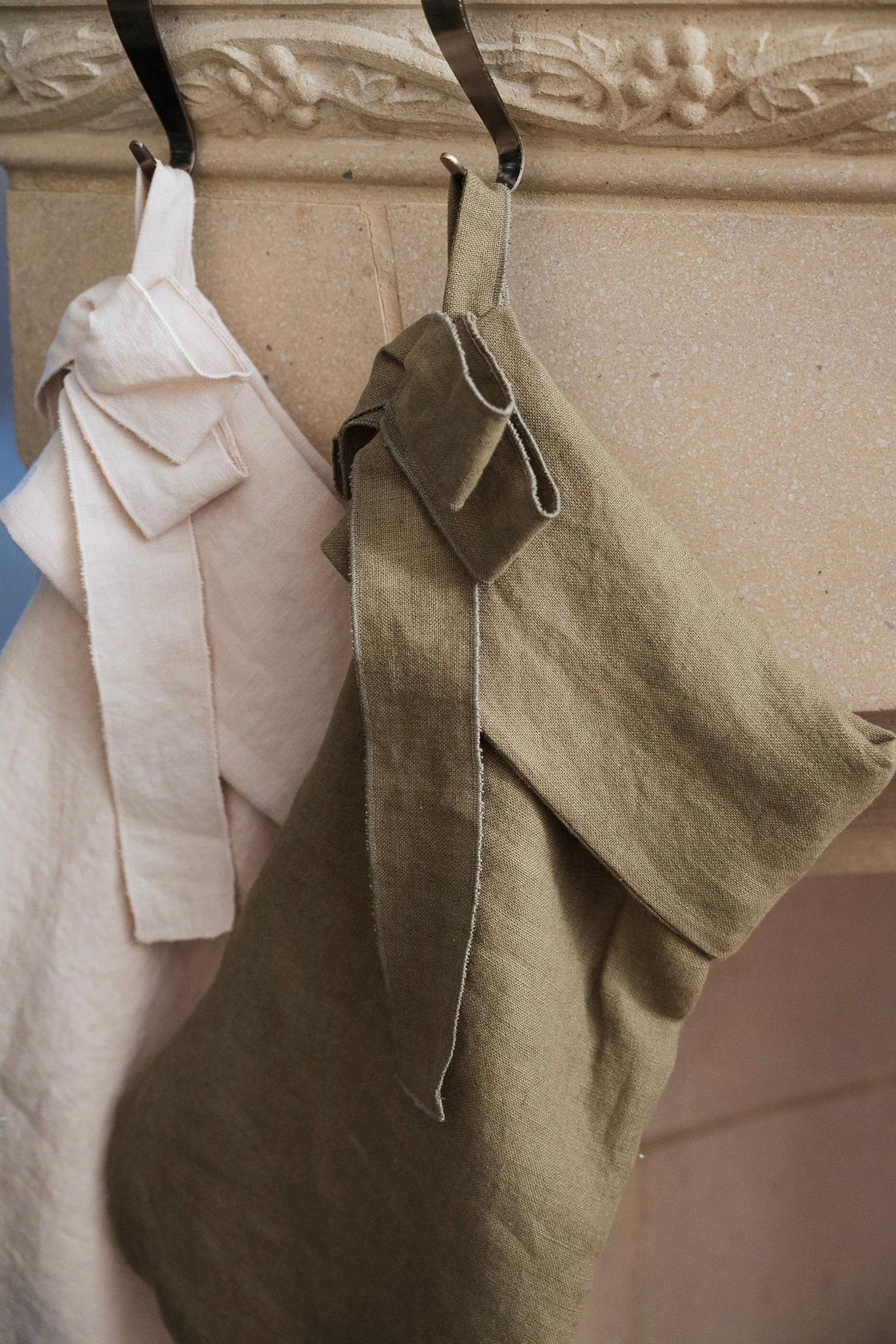 Éire Linen Christmas Stocking - Olive Irish Linen