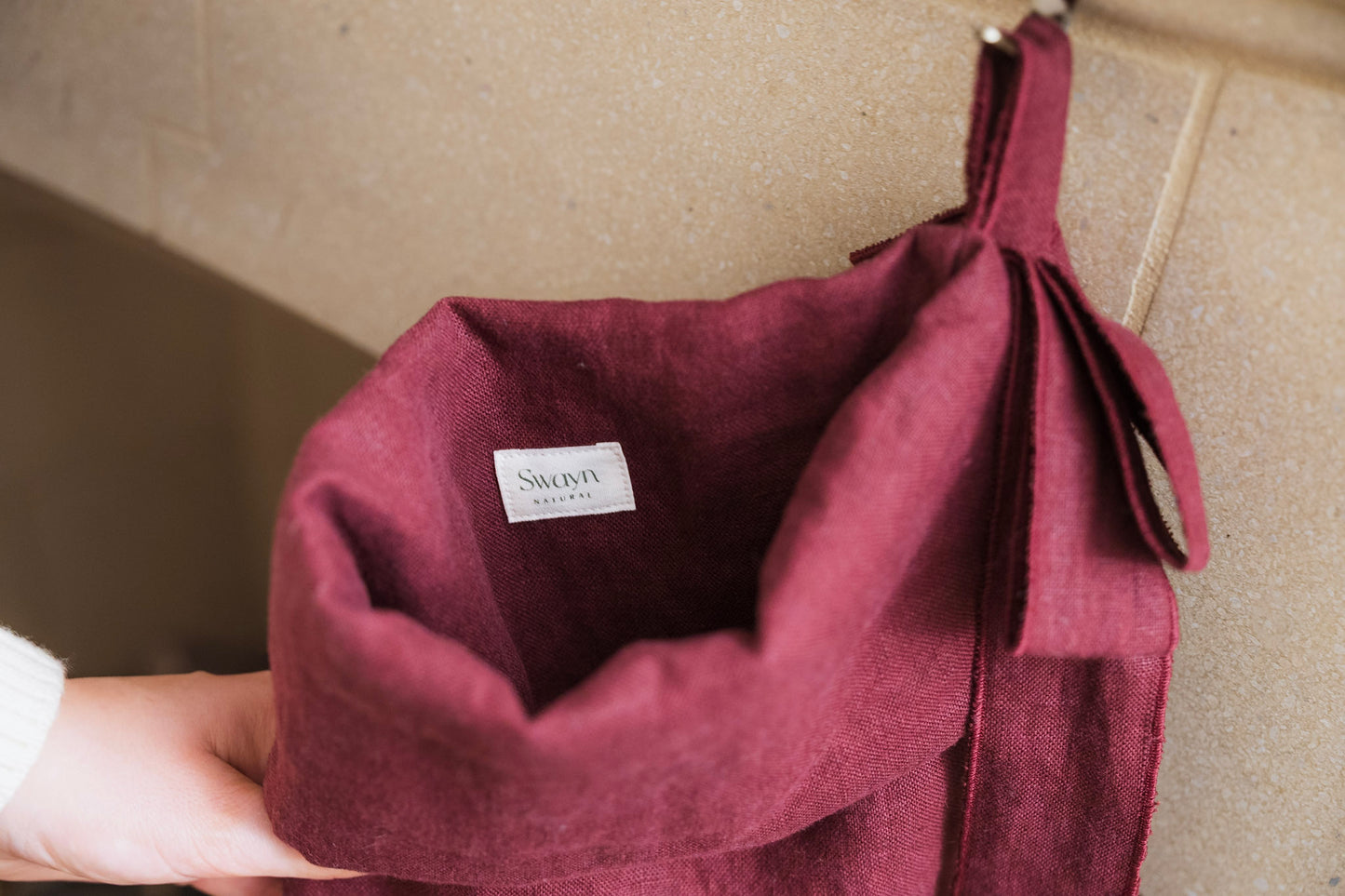 Éire Linen Christmas Stocking -  Burgundy Irish Linen