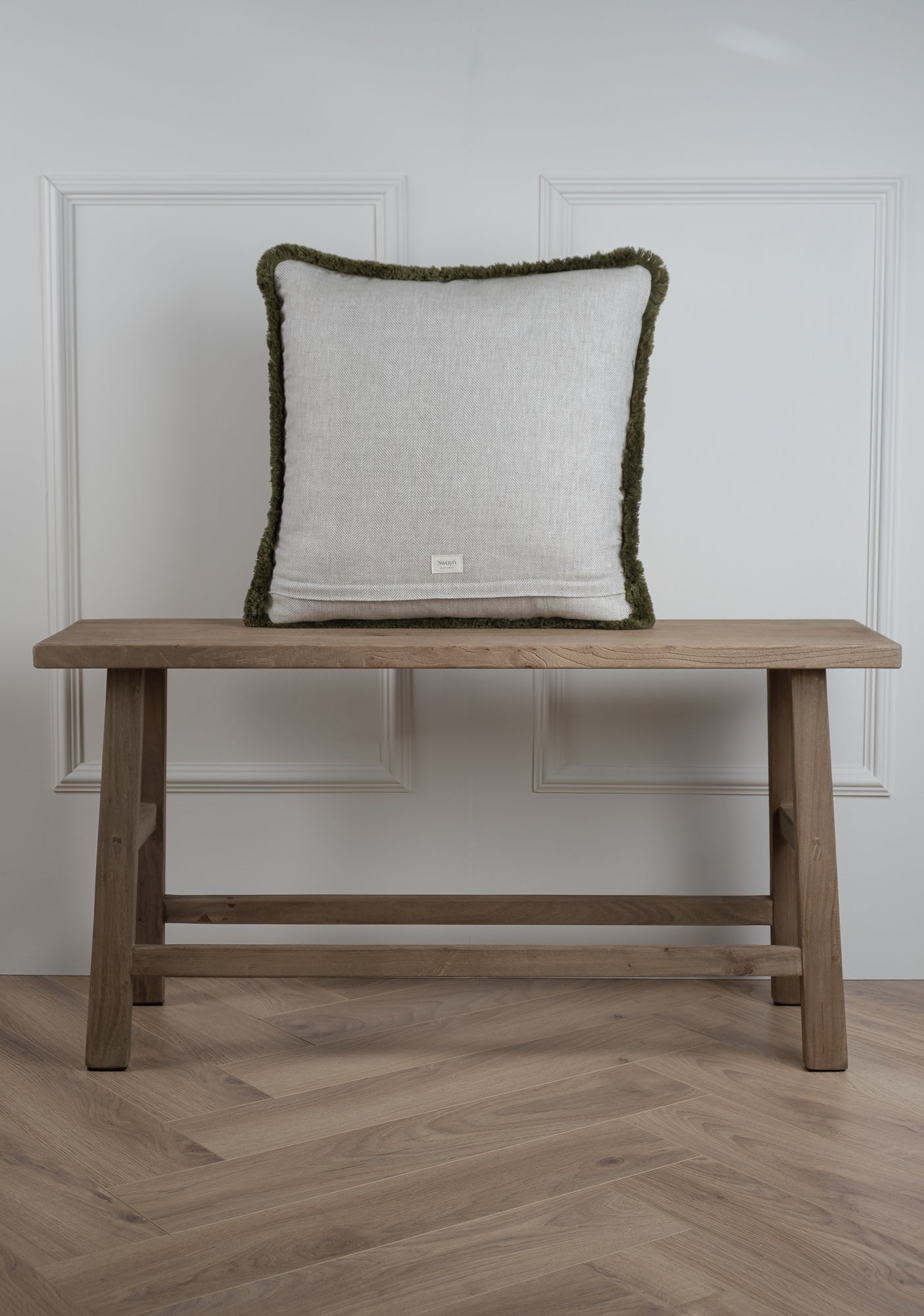 Herringbone Linen Cushion - Deep Olive