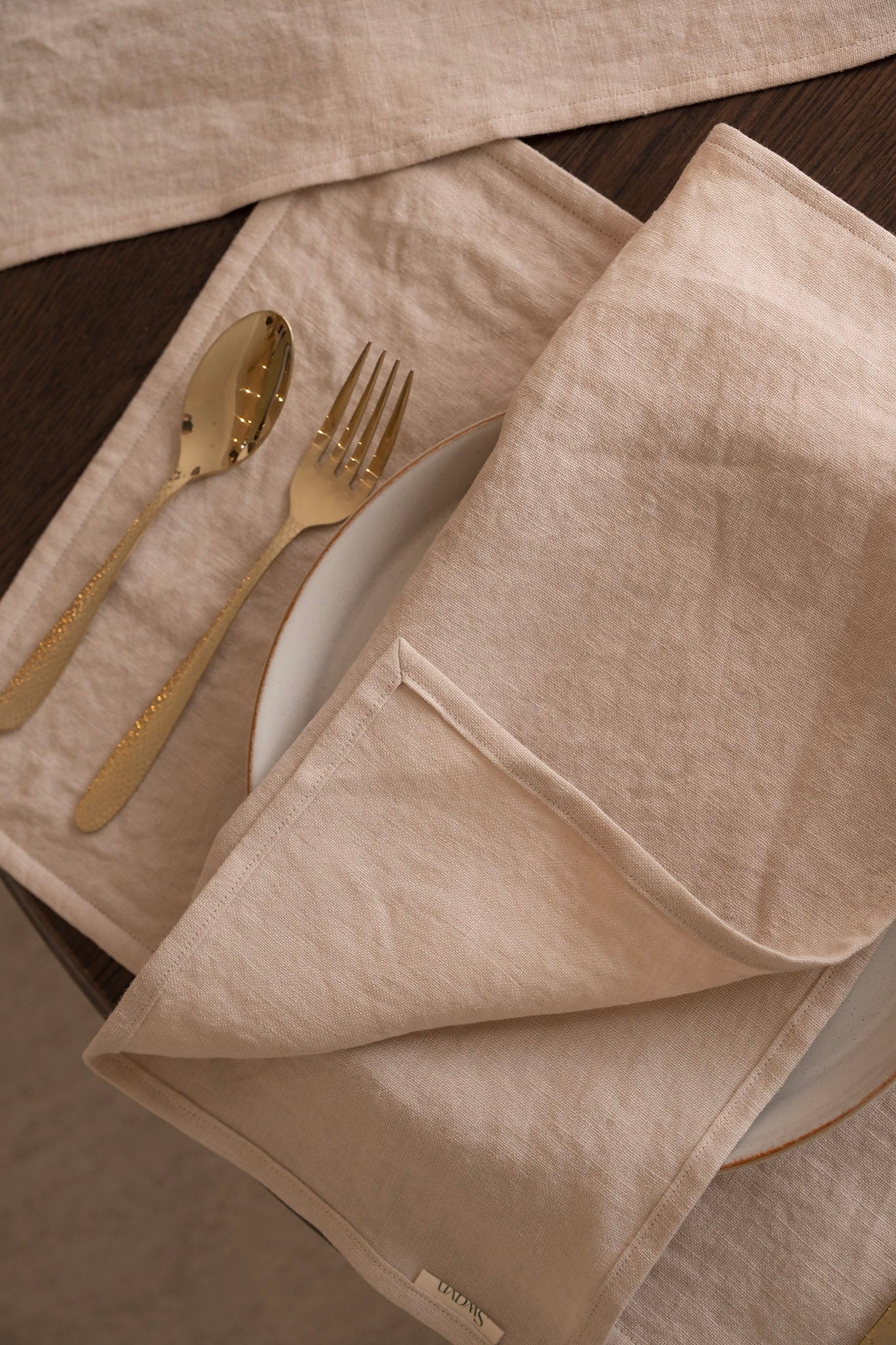  100% Irish Linen. Beige Pink Napkins. Handmade in Ireland.