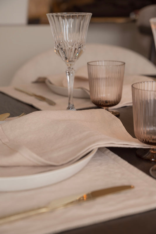 Irish Linen Napkins Tablewear, Tablelinen. Table Napkins. Neutral Pink Beige colour. Handmade in Ireland.