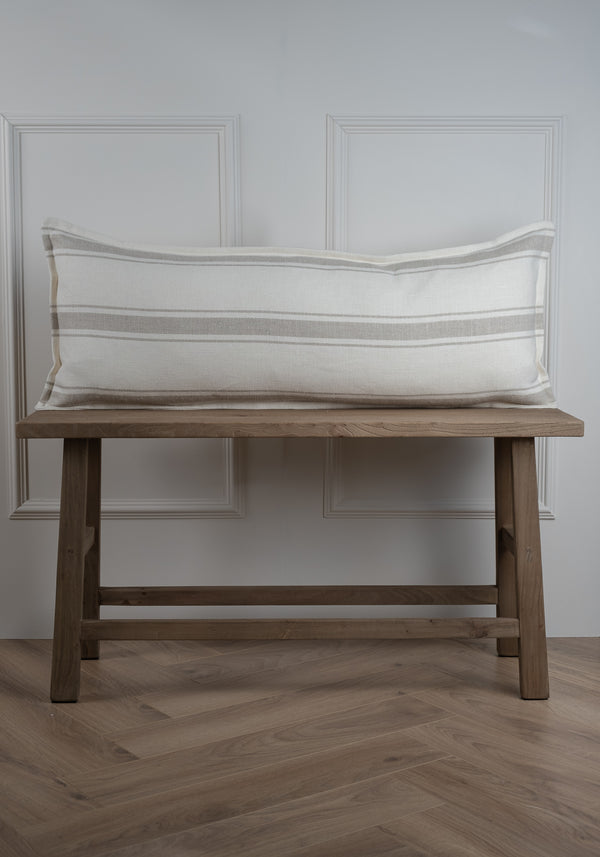 Shadowed Linen Stripe Lumbar Cushion - Stitched Boarder