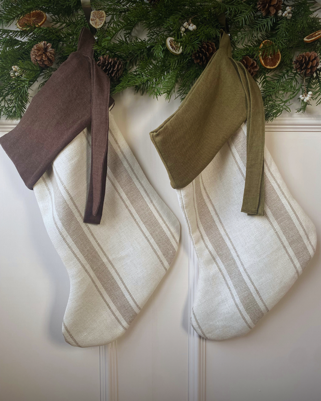 Shadowed Stripe/Olive - Christmas Stocking